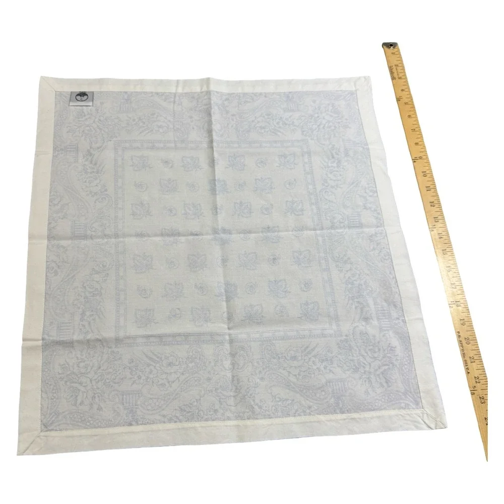 Frog Blue White Cotton Napkins Set of 2 Floral‎ Paisley Toile 20x20 Square
